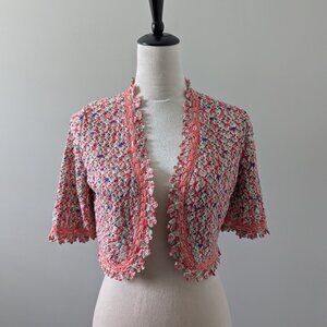 Oscar de la Renta Silk Sweater Hand knit Bolero cardigan Top